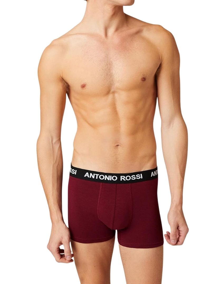 Antonio Rossi Mens Underwear Boxer Shorts ( 3- Pack ) - Black/Maroon/Blue