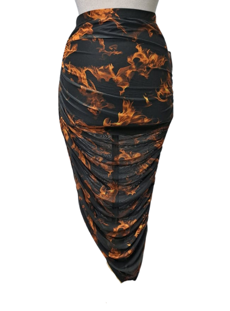 Forever 21 Ladies Flame Mesh Skirt - Black