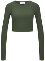 LONG SLEEVE RIBBED CROPPED TEE