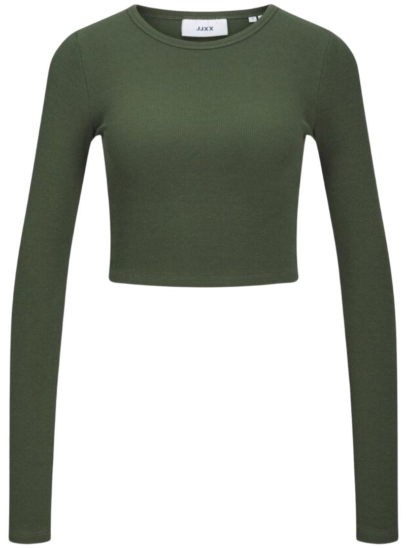 LONG SLEEVE RIBBED CROPPED TEE