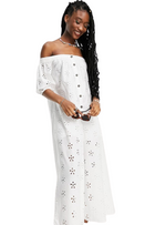 Asos Design Ladies Off Shoulder Jumpsuit - White