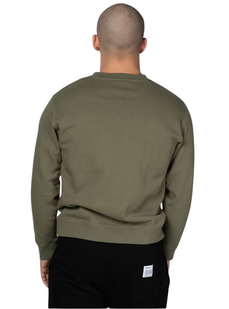 Replay Mens Logo Crew Sweatshirt - Green/Red