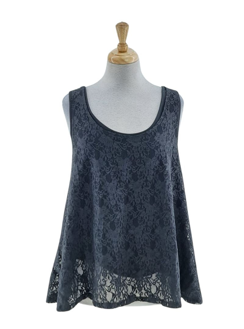 FLORAL LACE FLARE TANK TOP