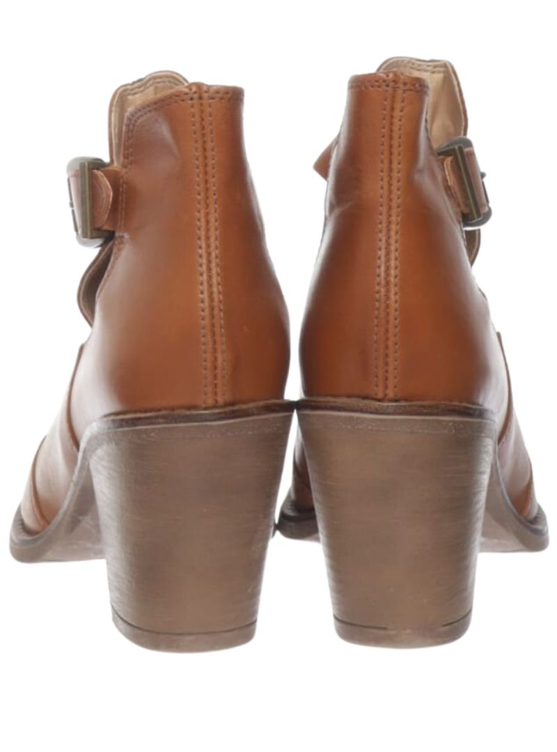 LEATHER BLOCK HEEL COWBOY BOOTS