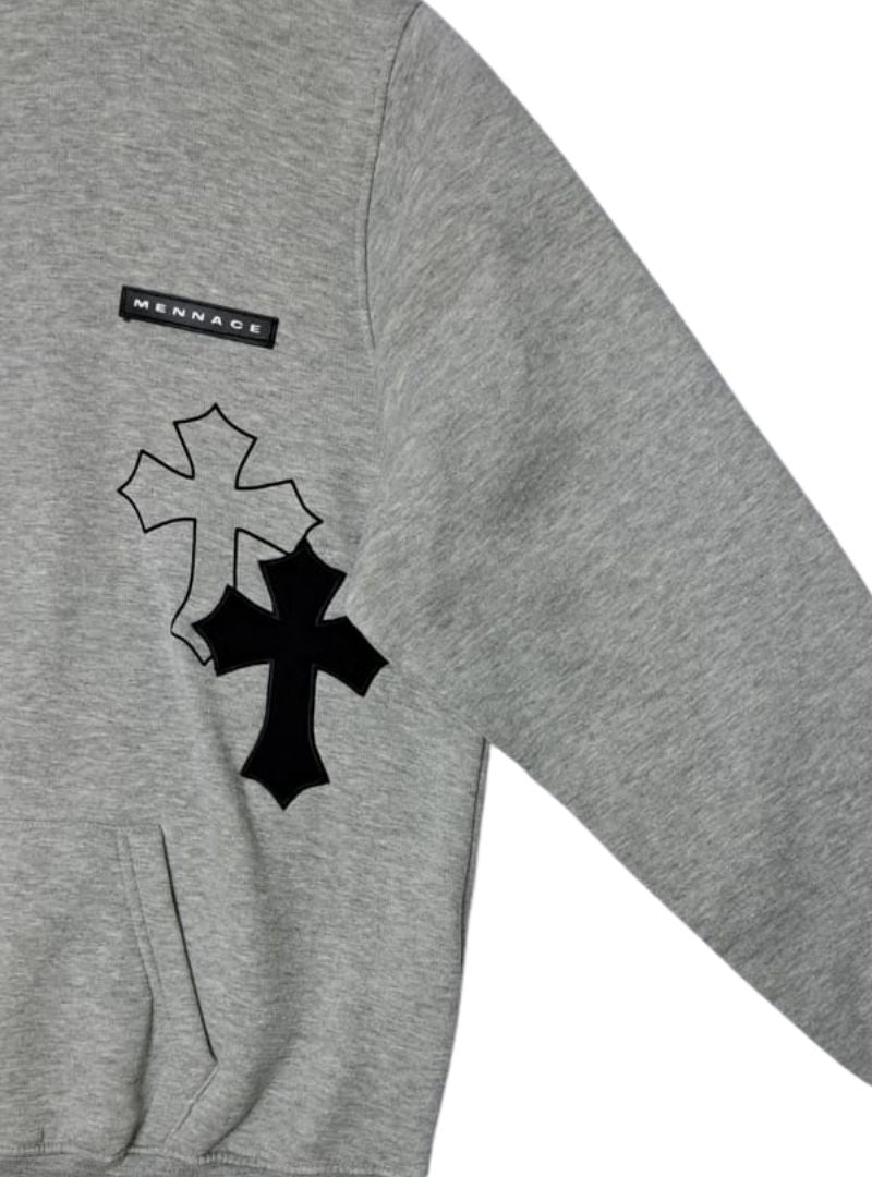 Mennace Mens Detailed Hoody - Grey