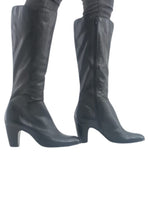 GENUINE LEATHER BLOCK HEEL BOOTS