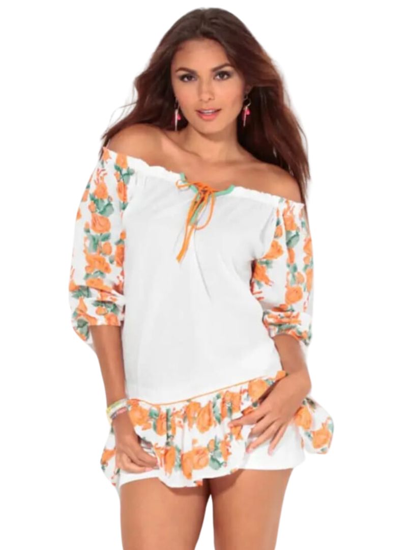 FLORAL OFF THE SHOULDER MINI DRESS