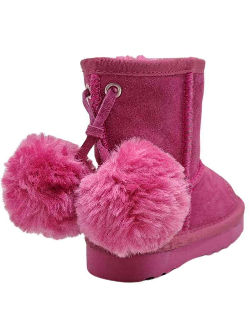 DETAILED POM POM FUR SUEDE BOOTS
