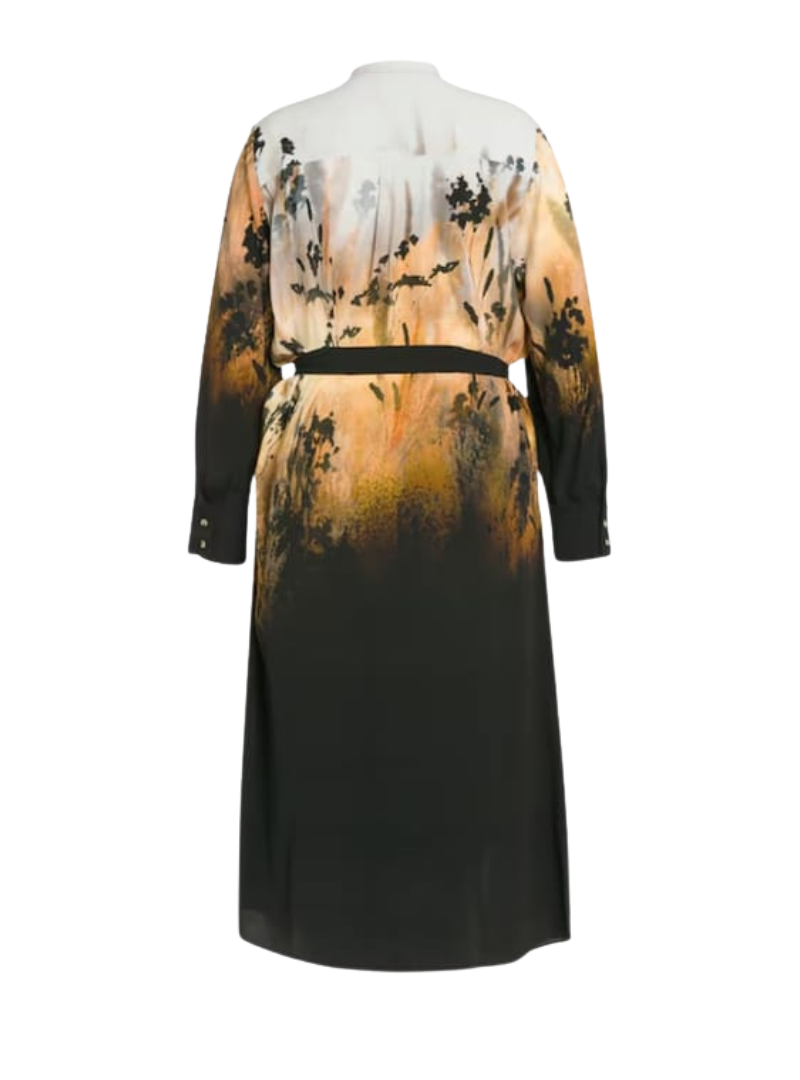 Ulla Popken Ladies Printed Chiffon Dress - Sunset