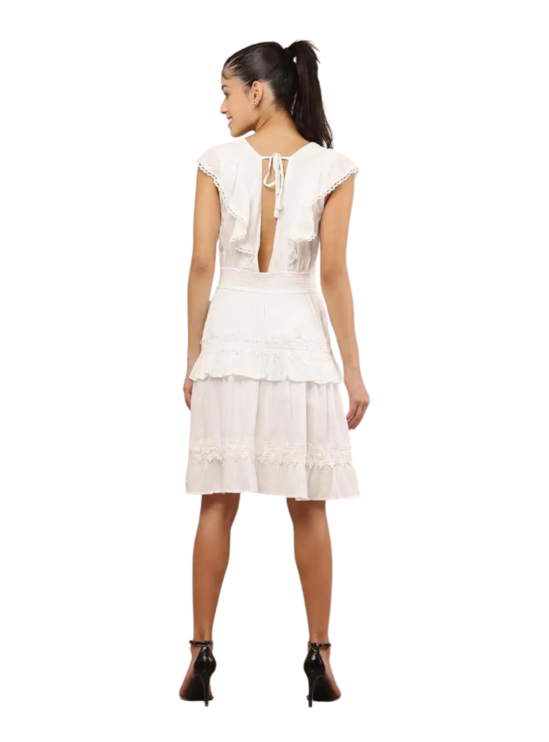 Vivance Ladies Ruffle Dress - Cream