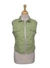 Terranova Ladies Denim Vest Jacket With Chest Flap Pockets - Green
