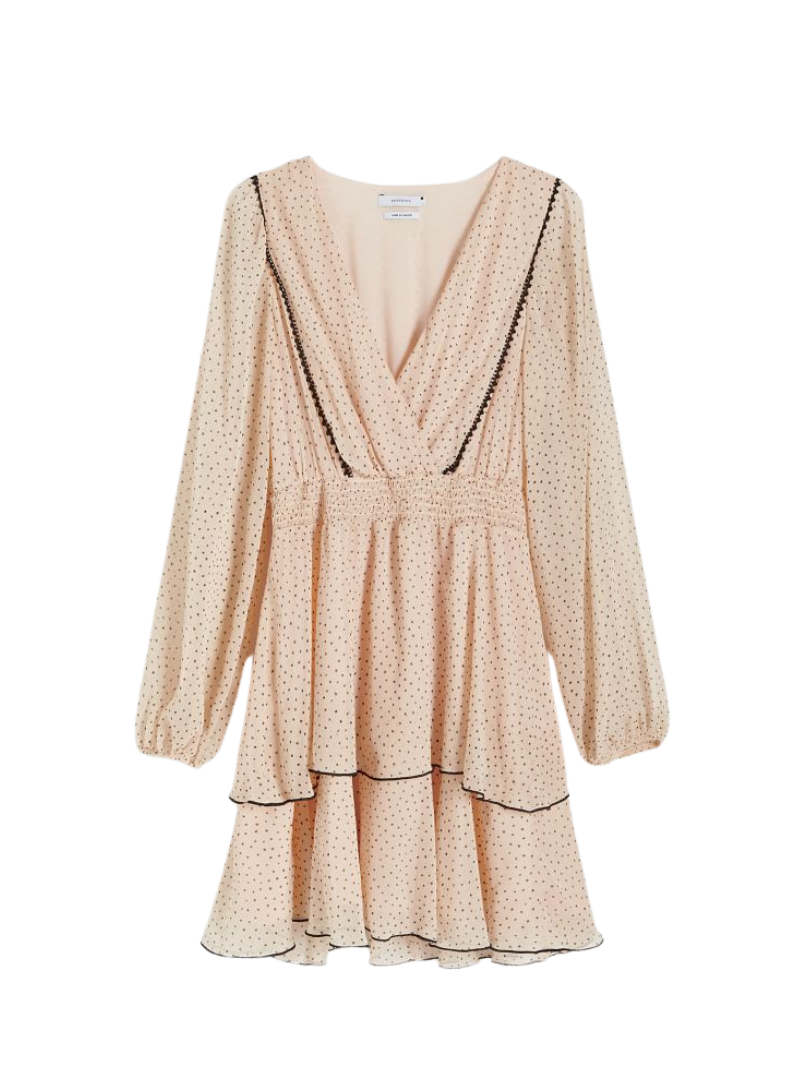 Reserved Ladies Polka Dot Dress - Nude/Black