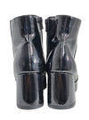 SHINY PLEATHER BLOCK HEEL ANKLE BOOTS