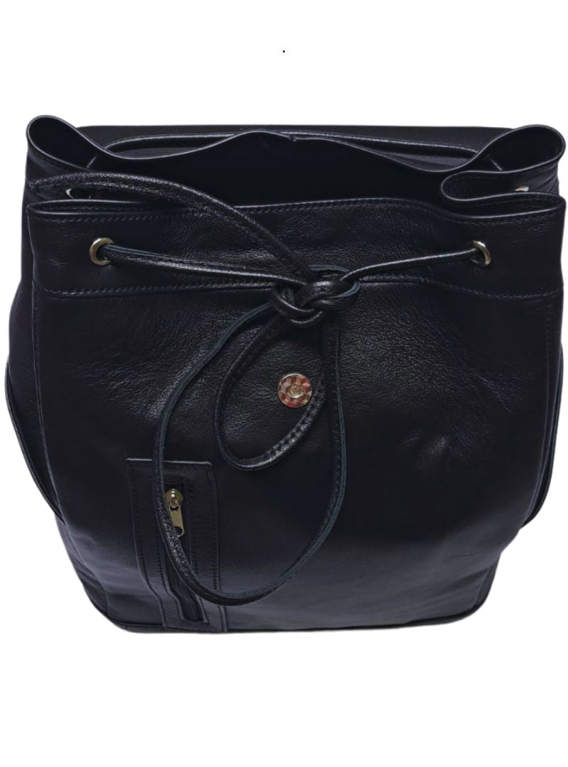 Ditsibi Genuine Leather Backpack - Black