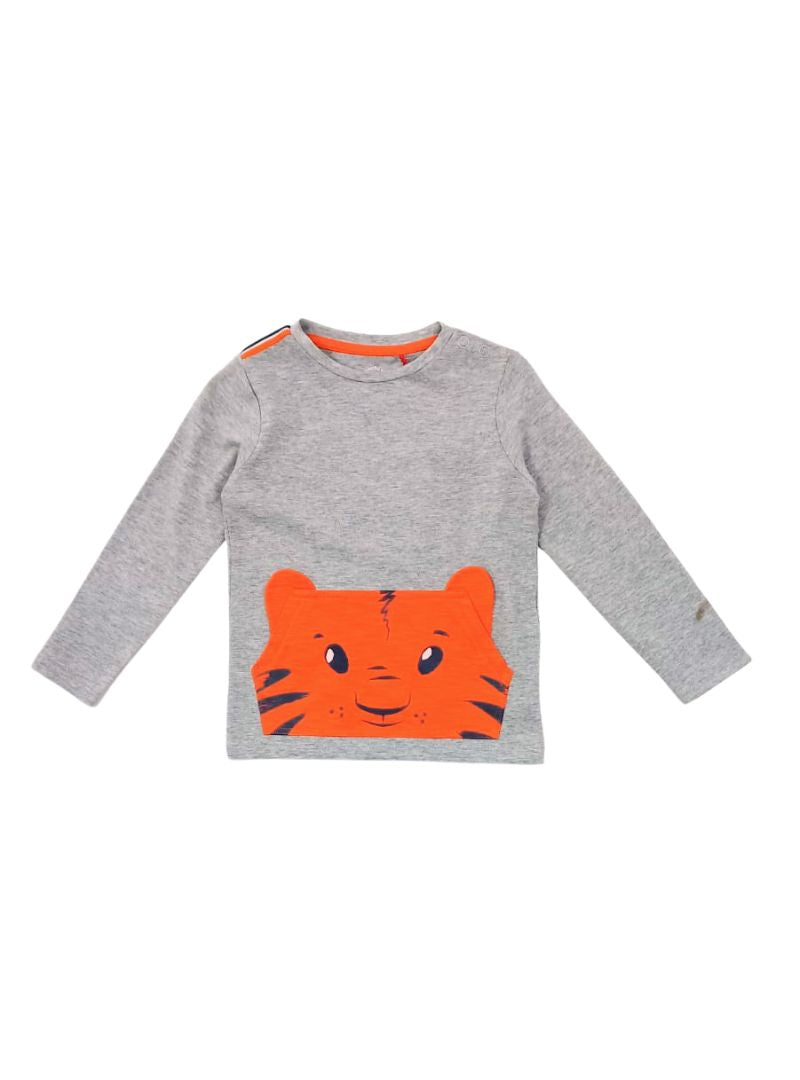 TIGER PRINT CREW NECK TEE