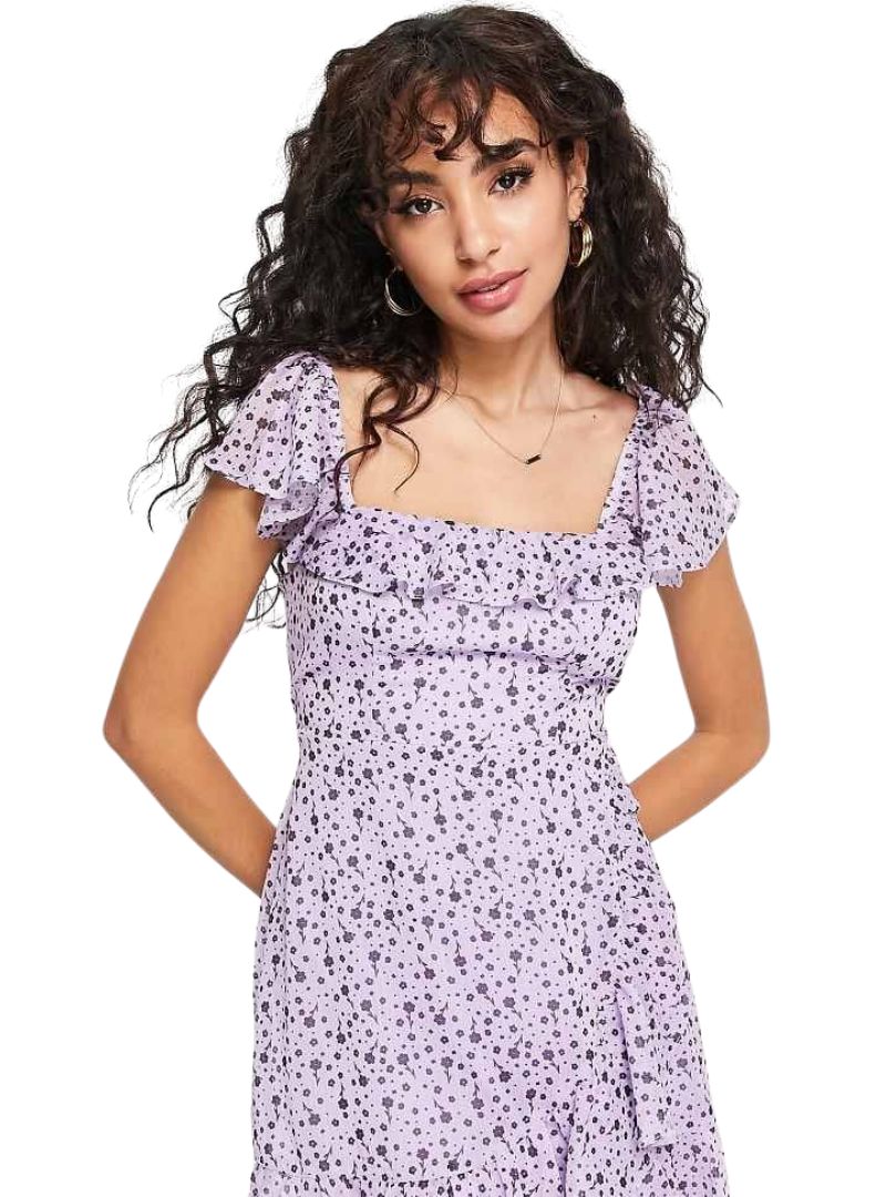 RUFFLE CHIFFON MINI DRESS