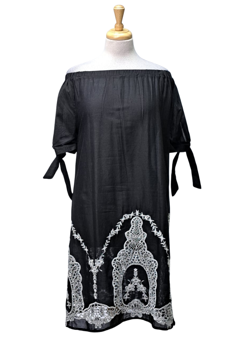 Ada Gatti Ladies Embroidered Dress - Black/White