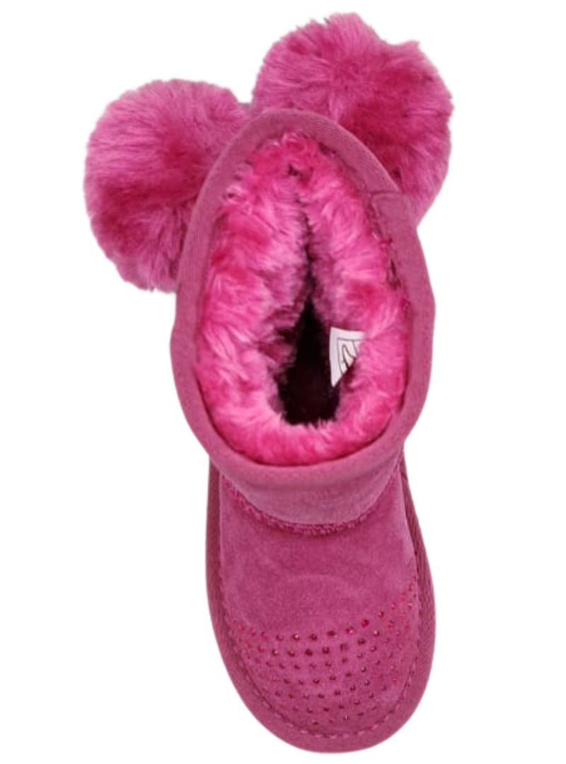 DETAILED POM POM FUR SUEDE BOOTS