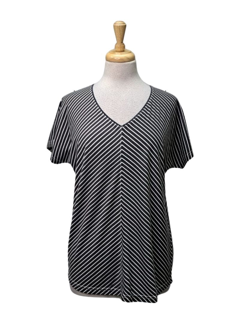 Lascana Ladies Striped Detail Top - Black/White