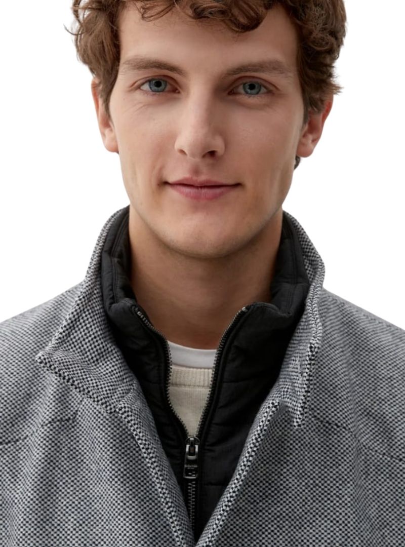 S.oliver Mens Detailed Button Up Coat - Grey/Black