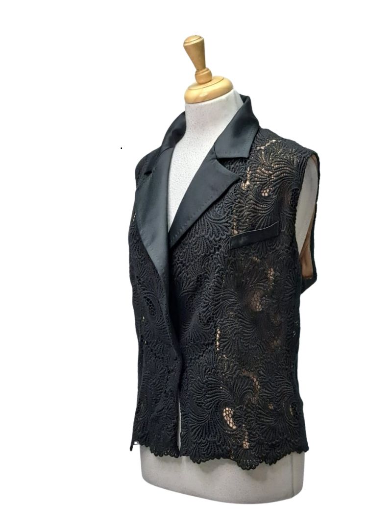 Vanessa Gounden Ladies Aviva Formal Sleeveless Jacket - Black/Beige