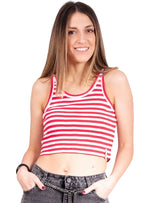 DETAILED STRIPPED SLEEVELESS CROP TOP