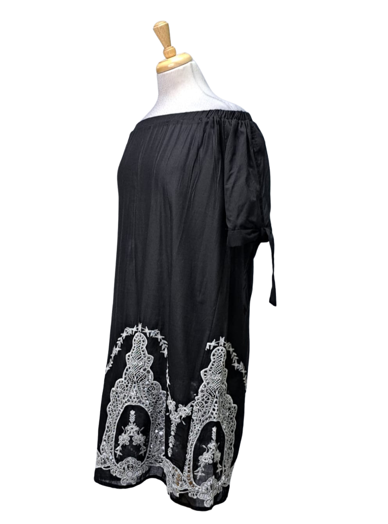 Ada Gatti Ladies Embroidered Dress - Black/White