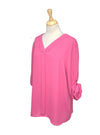 Solene Ladies V Neck Blouse - Pink