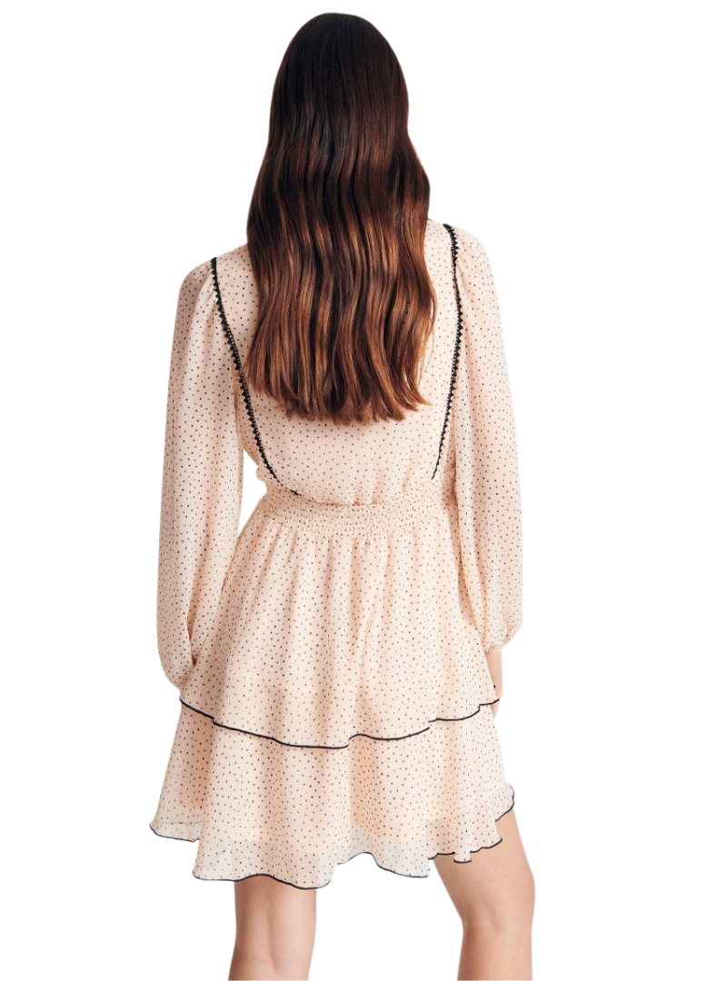 Reserved Ladies Polka Dot Dress - Nude/Black