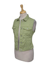Terranova Ladies Denim Vest Jacket With Chest Flap Pockets - Green