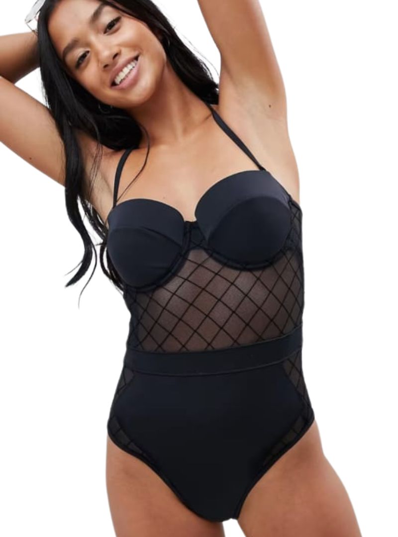 DETAILED MESH SWIMSUIT