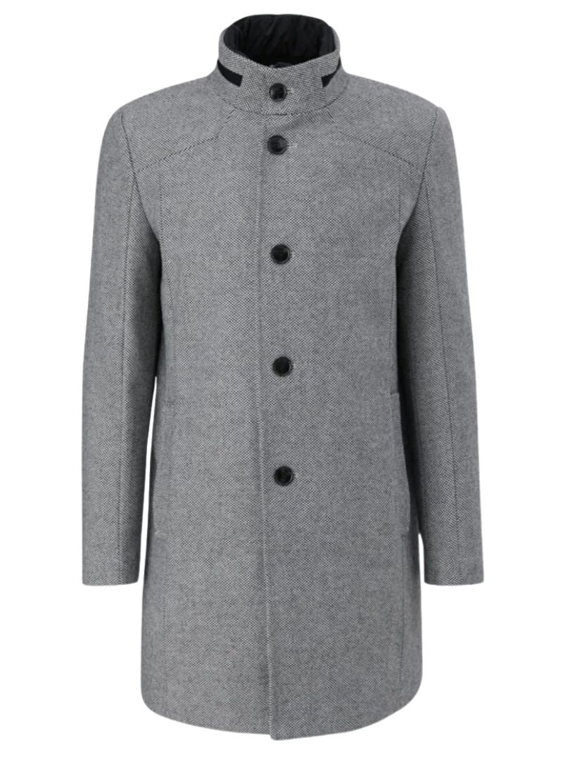 S.oliver Mens Detailed Button Up Coat - Grey/Black