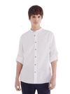 Springfield Mens Linen Collarless Shirt - White