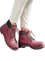 Lascana Ladies Lace Up Ankle Boot - Plum