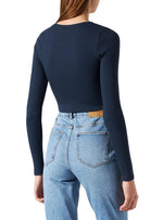 RIBBED LONG SLEEVE CROPPED TEE