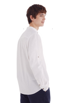 Springfield Mens Linen Collarless Shirt - White