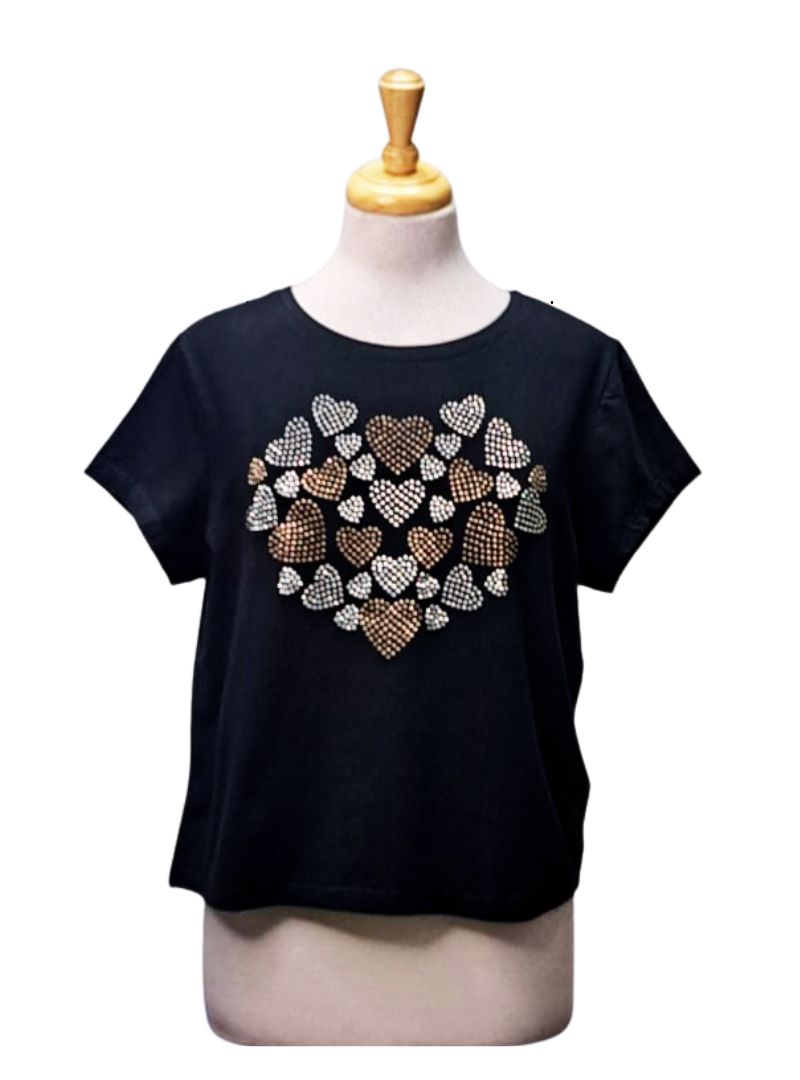 Rainbow Ladies Detailed T-shirt - Black