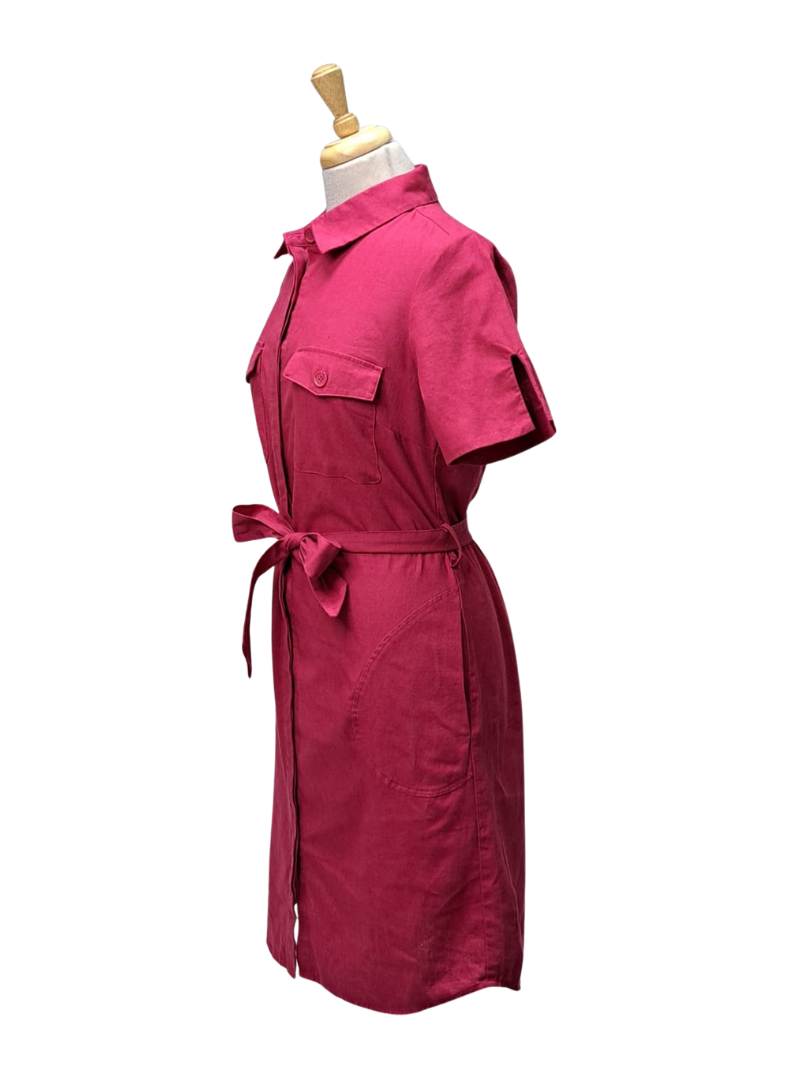 Helena Vera Ladies Belted Dress - Pink