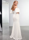 MAISIE OFF THE SHOULDER PUFF SLEEVE CREPE WEDDING DRESS IVORY