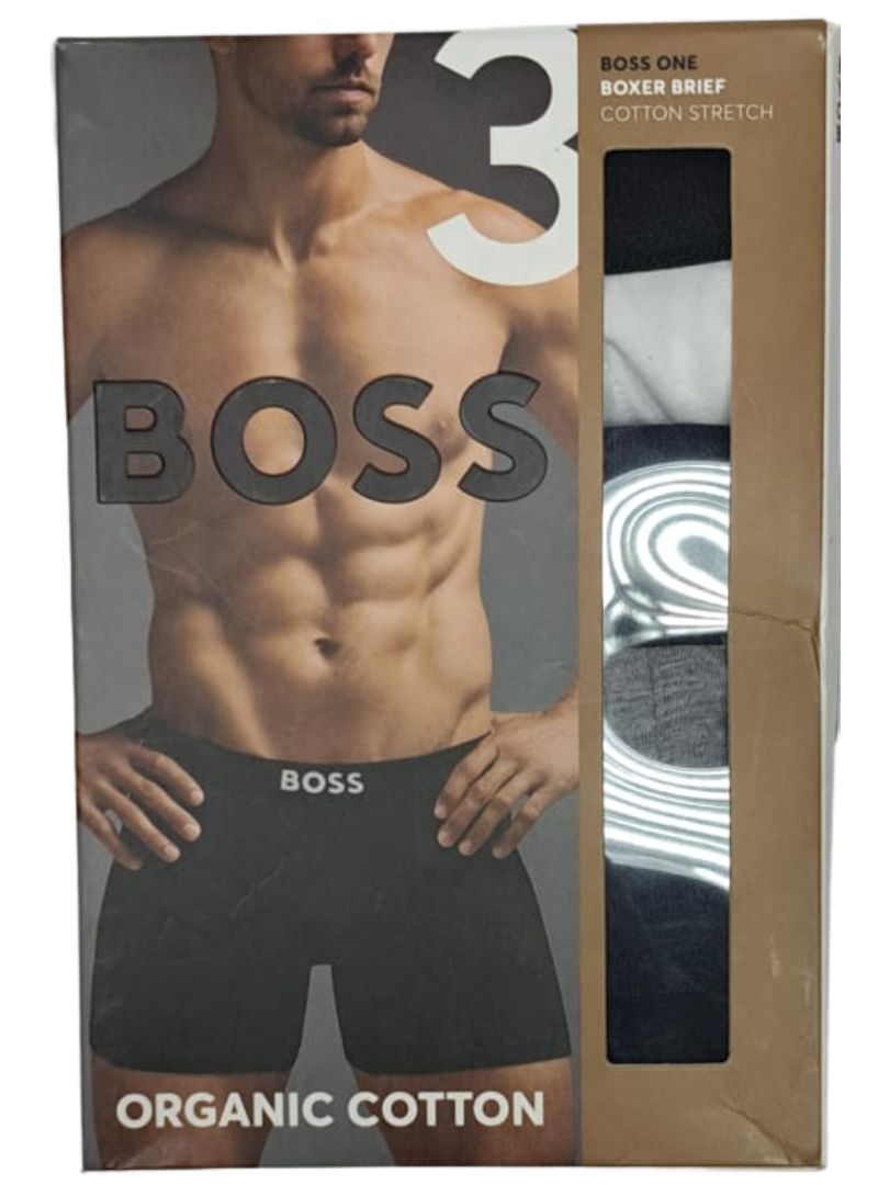 Boss Mens Underwear Boxer Shorts ( 3- Pack ) - Black/White/Grey