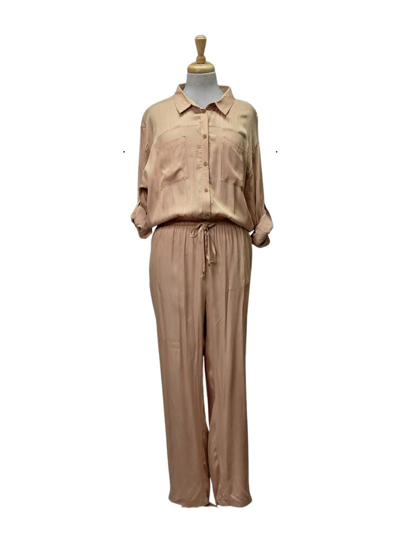 Lascana Ladies Buttoned Jumpsuit - Beige