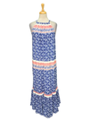 Olivy Ladies  Hineck Halter Ruffle Maxi Dress - Blue/White/Red