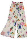 Inside Ladies Floral Detail Open Leg Trouser - White/Pink/Red