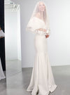 MAISIE OFF THE SHOULDER PUFF SLEEVE CREPE WEDDING DRESS IVORY
