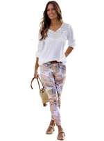 Lascana Ladies Detailed Pants - White/Beige/Pink/Brown