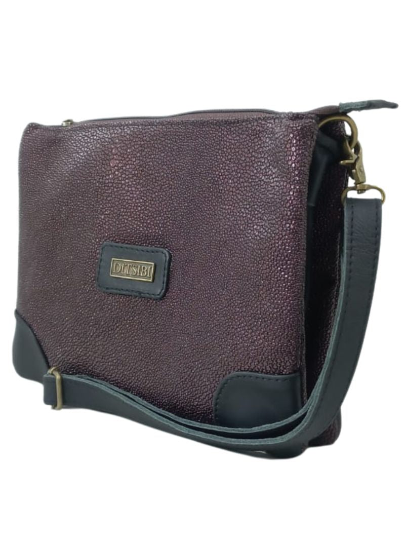 TEXTURED GENUINE LEATHER CROSSBODY BAG