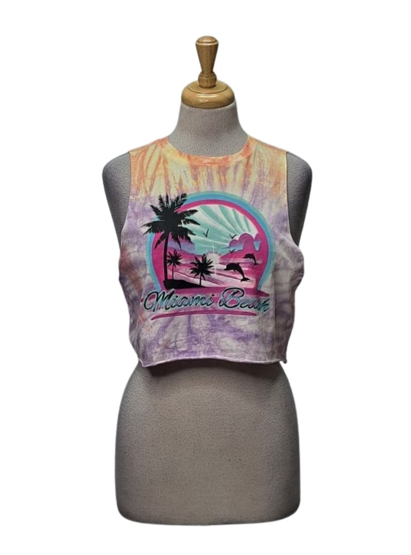 Forever 21 Ladies Printed Detail Top - Purple/Blue/Pink