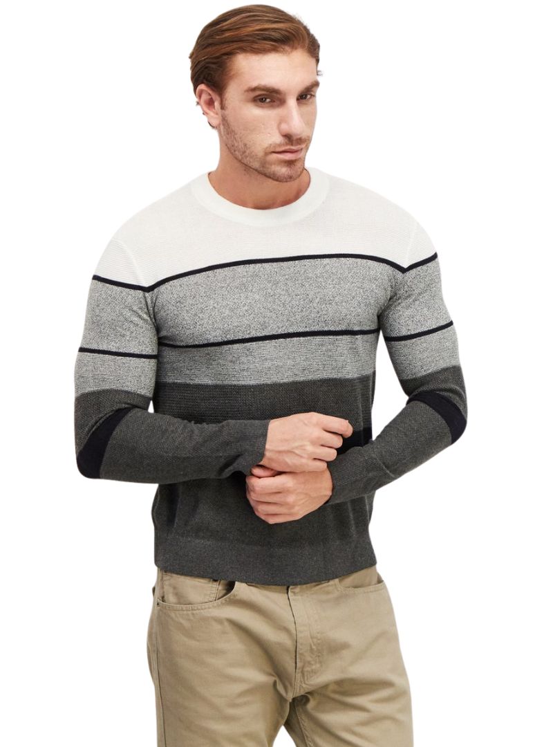 Jack & Jones Mens Detailed Knit Top - Grey