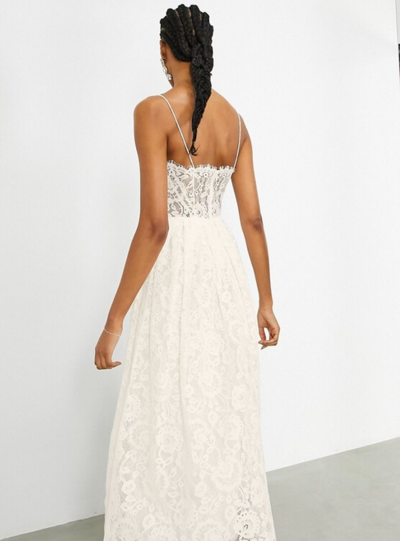 HOPE LACE CAMI MIDI WEDDING DRESS IVORY