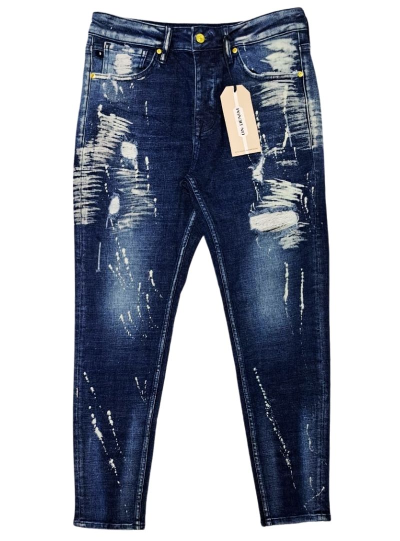 On Denim Mens Ribbed Slim Fit Jean - Blue